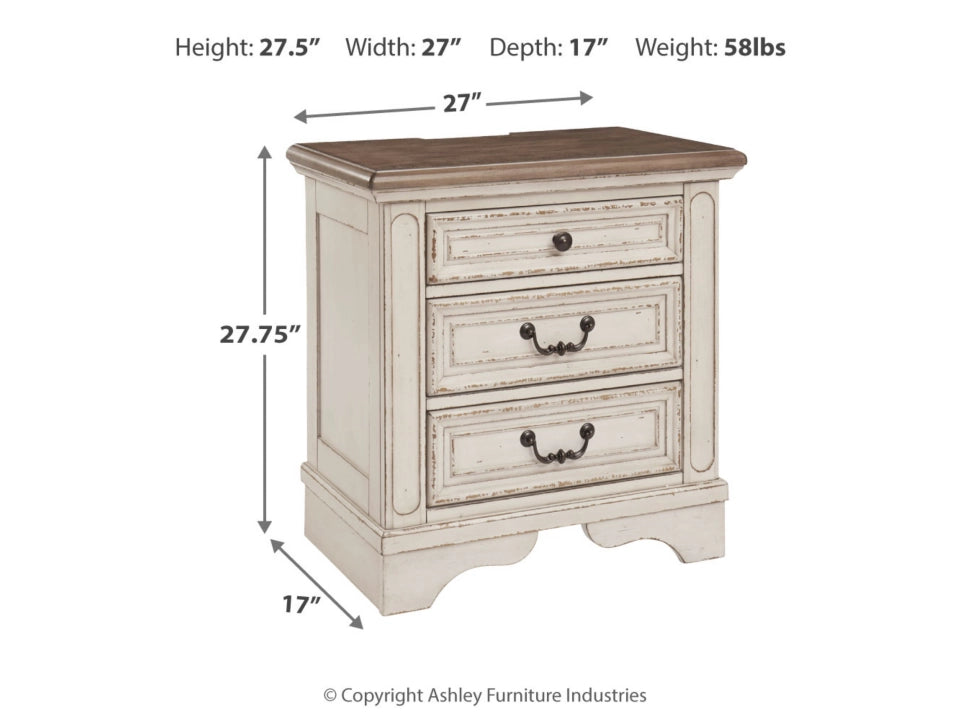 Realyn 27" 3 Drawer Charging Nightstand