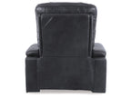 Black leather recliner chair on a white background