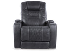 Black leather recliner chair on a white background