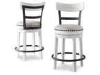 Valebeck Counter Height Upholstered Swivel Bar Stool with Contoured Back