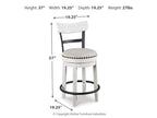 Valebeck Counter Height Upholstered Swivel Bar Stool with Contoured Back